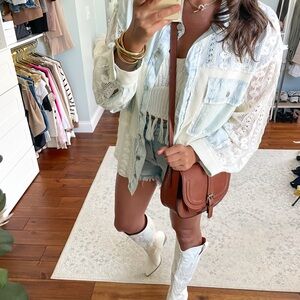 Stylish Lace Denim Top